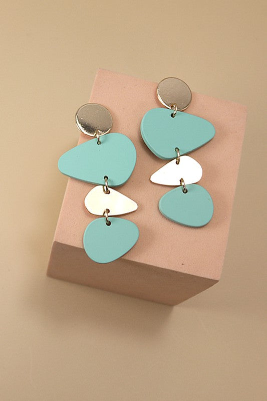 MATTE GEO SHAPE LINEAR DROP EARRINGS